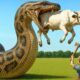 Heroic Rescue Team Saves Brave Mother Cow from a Mutant Python Attack in the Open Grasslands 🐄🐍