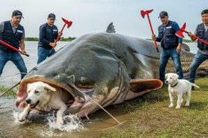 Heroic Rescue Team Saves a Helpless Mother Dog from a Colossal Giant Catfish 🐕🐟