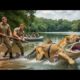 Heroic Rescue Team Saves the Struggling Mother Lioness from a Giant Catfish