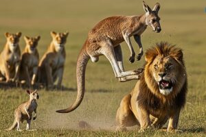 Kangaroo Protects Its Joey From Looming Danger | animal fights