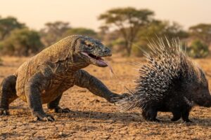 Komodo Dragon vs  Porcupine The Ultimate Animal Fight