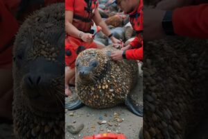 Lifeguards help seals remove barnacles #rescue #seal  # #barnacles #animals #barnacles #shorts