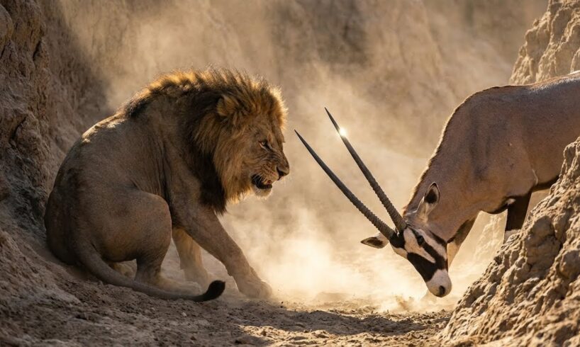 Lion Pride vs Oryx: The Horn Spear Defense | Animal Fights