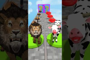 New Kiss & Punch Run Cow Cartoon vs Lion Funny Epic Challenge! #gta #viral #shorts