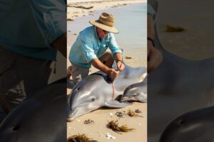 Old Man Saves Dolphin From Deadly Injury! #rescue #animals #wildlife