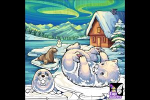 Polar Animals Playing under Aurora Borealis near Juneau, Alaska @GiselleTon1 #animals #play #under