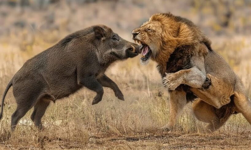 The Uncompromising Battle: Lions and Wild Boars | animal fights