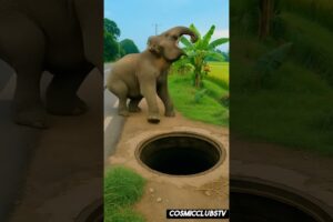 baby elephant falls into a huge manhole saved by brave mother #humanity #animals #funny #elephant