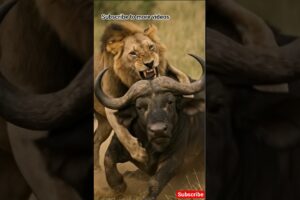 buffalo vs lion 🦁🐃 animal fights #trending #buffalo #lion #wildlife #safari #viral #facts #art #yt