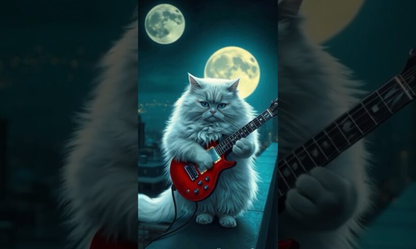 cat playing guitar🤩😀 #CatPlayingGuitar #FunnyCats #CuteAnimals #PetTalent #cute #animals #cat