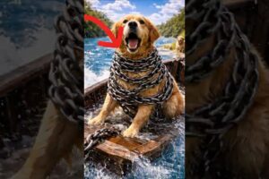 A Golden Retriever Chained to Sinking Boat #reels #goldenretriever #dogs