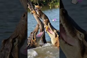 A cheetah baby rescued  #animals #cheetha #crocodile #baby #rescue