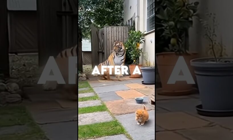 Brave Cat vs Ferocious Tiger 🐯 | Giant Orange Cat Fights to Save Two Kittens #cat