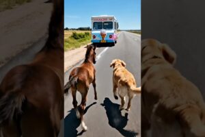 Brave Dog and Yearling rescue mother horse together #dog #goldenretriever #animalrescue