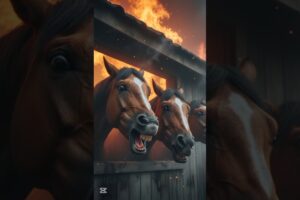 Brave Golden Dog Saves Trapped Horses From Fire 🐶🔥 | AI Rescue Short #emotional #shorts