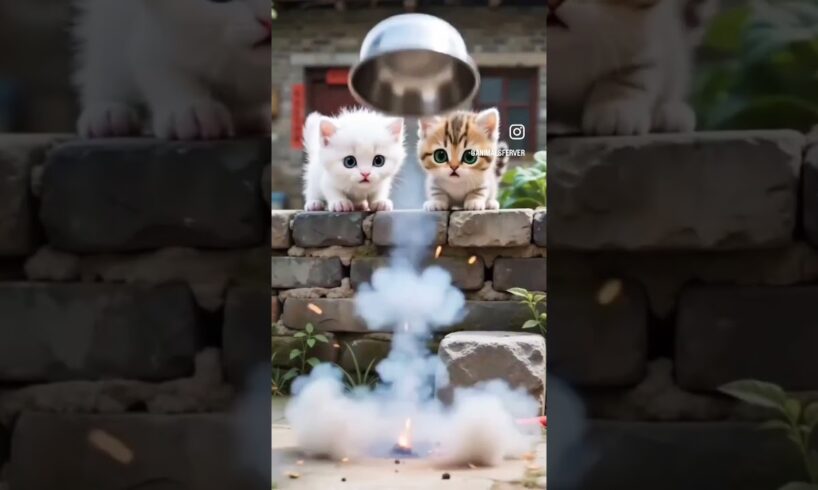 Cat babies playing with bomb 💣 😱 #viral #shorts #cat #animals #pets #like #subscribe #youtube