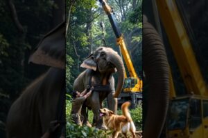 Crane Rescue - Golden Retriever Saves Fallen Elephant #animals #rescue