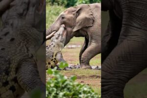 Elephant Fends Off Deadly Crocodile To Save It's Baby! #rescue #animals #Wildlife