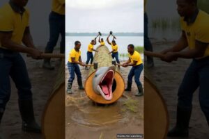 Fish rescue from giant log 😭 #ai #animals #fish