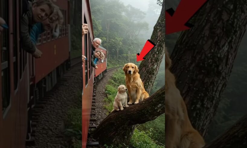 Golden Retriever Mom and Puppy Savea Train #dog #goldenretriever #rescue#animals#animalrescue#shorts