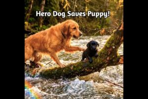 Golden Retriever Rescues Puppy Trapped in Flood  | Real Animal Rescue Story #shorts