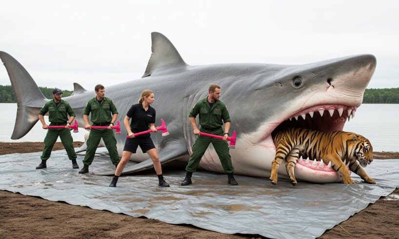 Heroic Rescue Team Rushes to Help as a Brave Father Tiger Faces a Giant Shark 🦈🆘