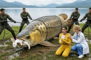 Heroic Rescue Team Saves a Helpless Mother Rabbit from a Giant Amazon Arowana 🐇🐉