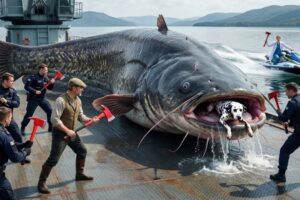 Heroic Rescue Team Saves the Poor Mother Spotted Dog from the Giant Catfish’s Deadly Jaws 🐕🐟