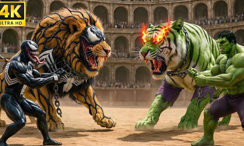 ⚔️ Legendary VENOM Lion 🆚 Savage HULK Wolf | Arena Clash Animal Fight | Who Will Win?