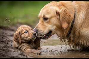 Mother Dog Rescues Puppy Stuck in Mud | Heart-Stopping Animal Rescue