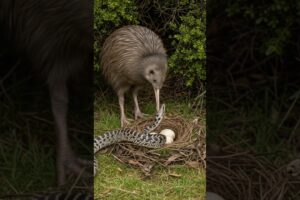 Mother Kiwi Bird Fight Back Wild Snake and Saved Own Eagg in Nest #kiwibird #wildlife #animals