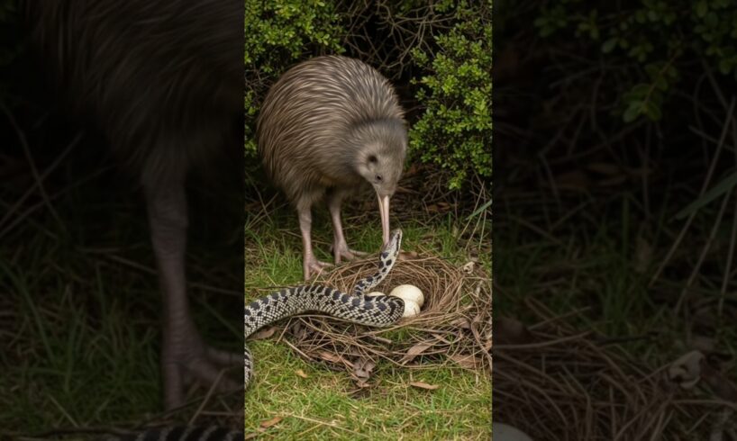 Mother Kiwi Bird Fight Back Wild Snake and Saved Own Eagg in Nest #kiwibird #wildlife #animals
