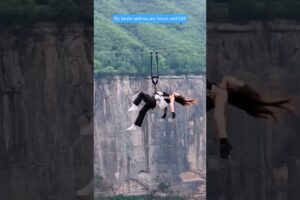 My brain said no, my heart said GO! #adventuresport #zipline #extremesports #trending #shortsfeed