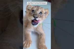 The newborn lion cub was abandoned by its mother #lioncub #animals #shorts