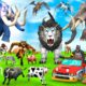 5 Giant Elephant Cow vs Giant Angry Indian Mammoth vs 5 Giant Lion Tiger Bull Saved By Wolly mammoth