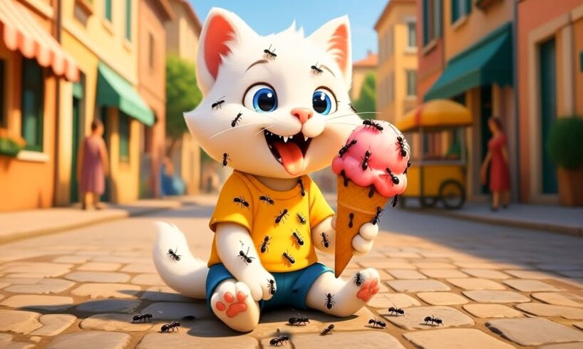 😾🕷️AI Cat Story: Cute Kitten Has Trouble While Eating Ice Cream #aicat#cat#catstory#catai