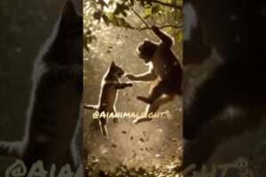 Cat Vs Monkey Fight😱🐒Animal Fight Video || Ai Shorts #monkey #cat #fight #shorts #animals #attack