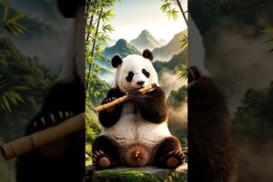 Giant Panda Playing Bamboo Flute | Cute Relaxing Animal Short  #piano #animalshorts #cute