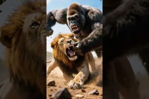 Gorilla vs Alpha Lion –  Epic Animal Fight