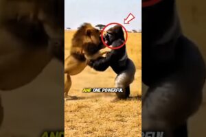 Gorilla vs Lion Who's Win😱#animals #shorts