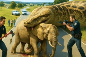 Heroic Rescue Team Saves Brave Mother Elephant From Giant Python Ambush in the Grasslands 🐍🐘