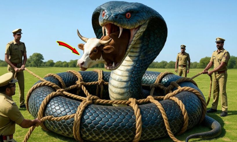 Heroic Rescue Team Saves Innocent Cow from GIANT King Cobra Attack