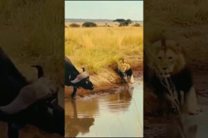 Lion Attacks Buffalo… But the Buffalo Fights Back! Shocking Wildlife Battle 🦁🐃