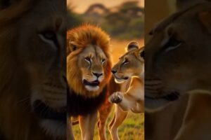 Lion Playing with His Mate – Rare Moment of Love in the Wild 🦁❤️ #Shorts