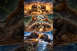 Lion vs Tiger vs Wild Yak 😱 | जंगल की सबसे खतरनाक लड़ाई | Animals fighting style #shorts #factlinker