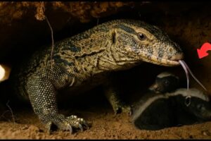 Monitor Lizard Enters Honey Badger Den… What Happens to the Cubs?