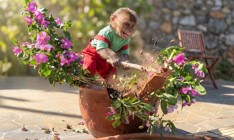Monkey Bon Ruined the Flowers… But Dad Didn’t Get Angry
