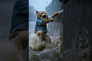 Poor puppy drowning... rescued by cat #cat #cats #puppy #rescue #animation #humanity