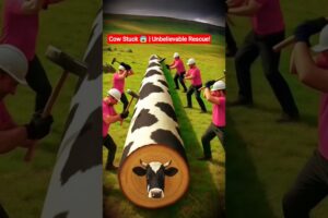 Rescue Cow Stuck in Giant Log 😱 | Emotional Animal Rescue Video #shorts #animals #funny