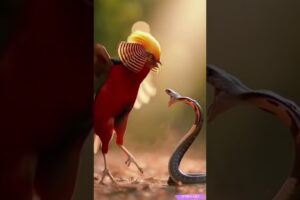 Sự đối đầu rực rỡ và nguy hiểm giữa chim trĩ vàng và hổ mang chúa. #viral #viralvideo #viralshorts